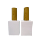 Square 10ml 12ml 15ml Glass Nail Polish Bottle With Bamboo Wood Grain Brush Cap